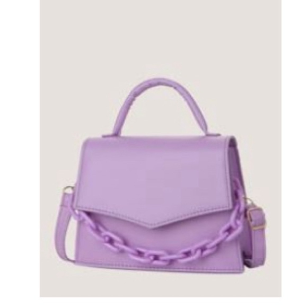 Chain decor flap satchel bag